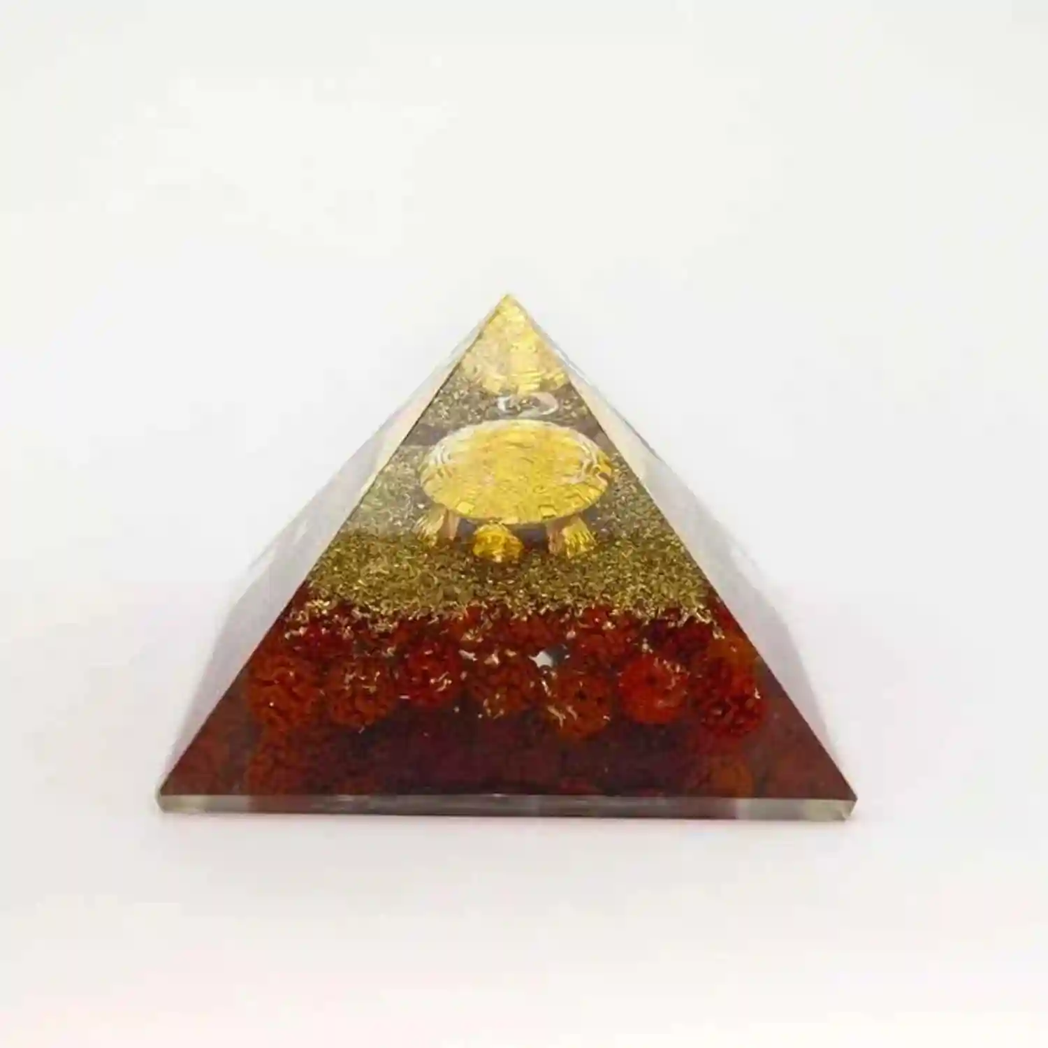 Tortoise Orgone Pyramid with Rudraksha Beads