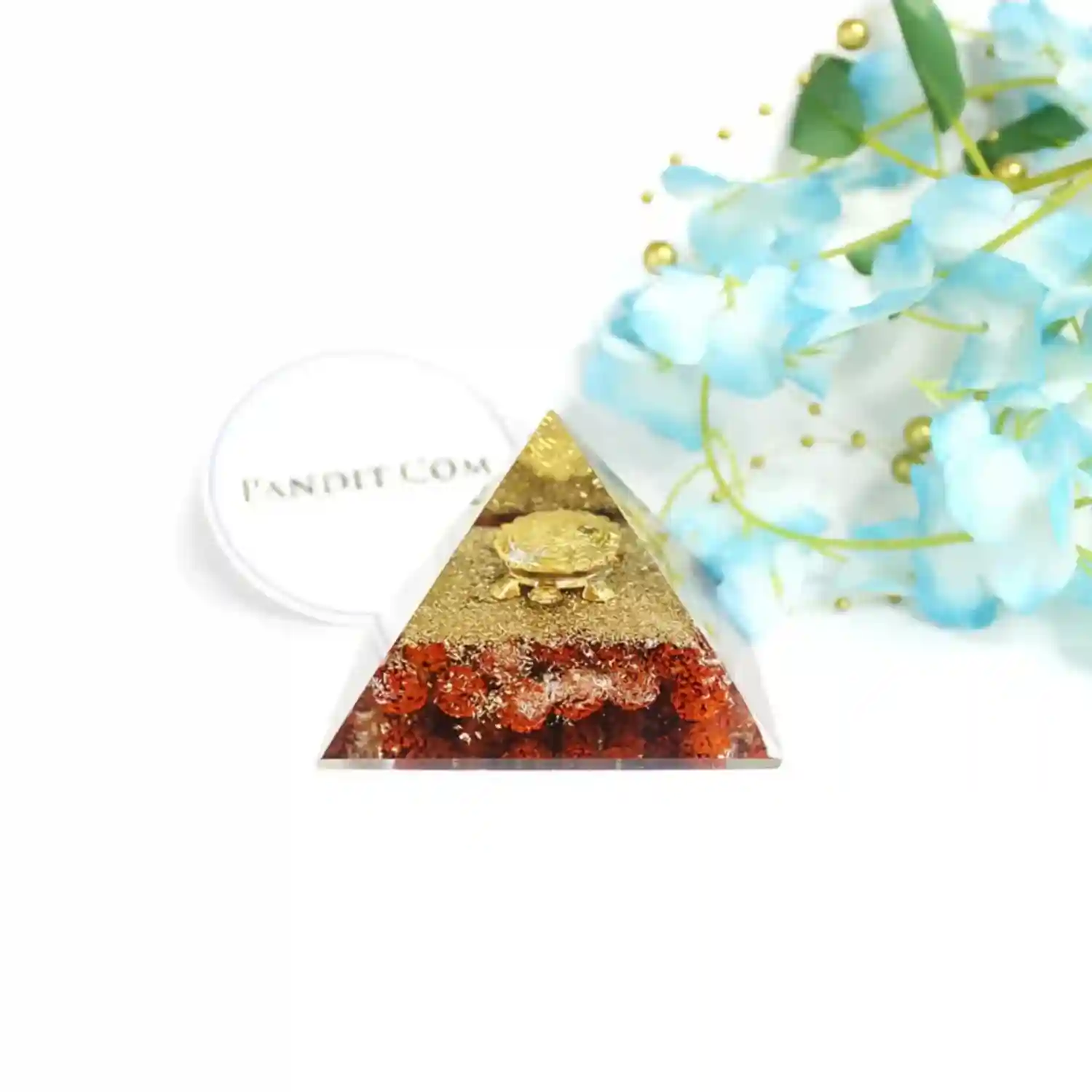 Tortoise Orgone Pyramid with Rudraksha Beads