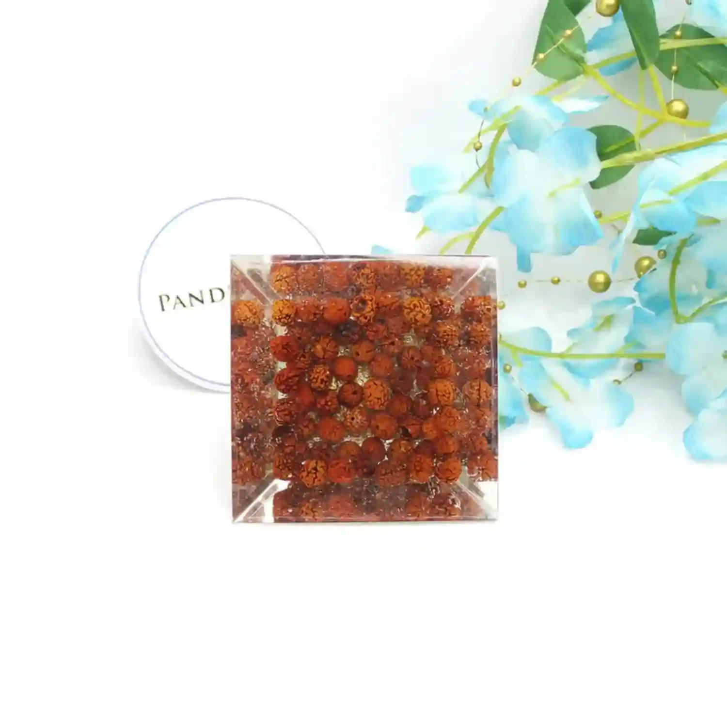 Shri Kuber Pyramid Yantra with 5 Mukhi Rudraksha Beads