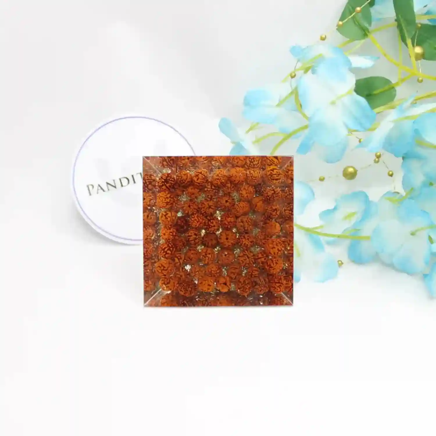 Shri Lakshmi Ganesh Pyramid Yantra with 5 Mukhi Rudraksha Beads