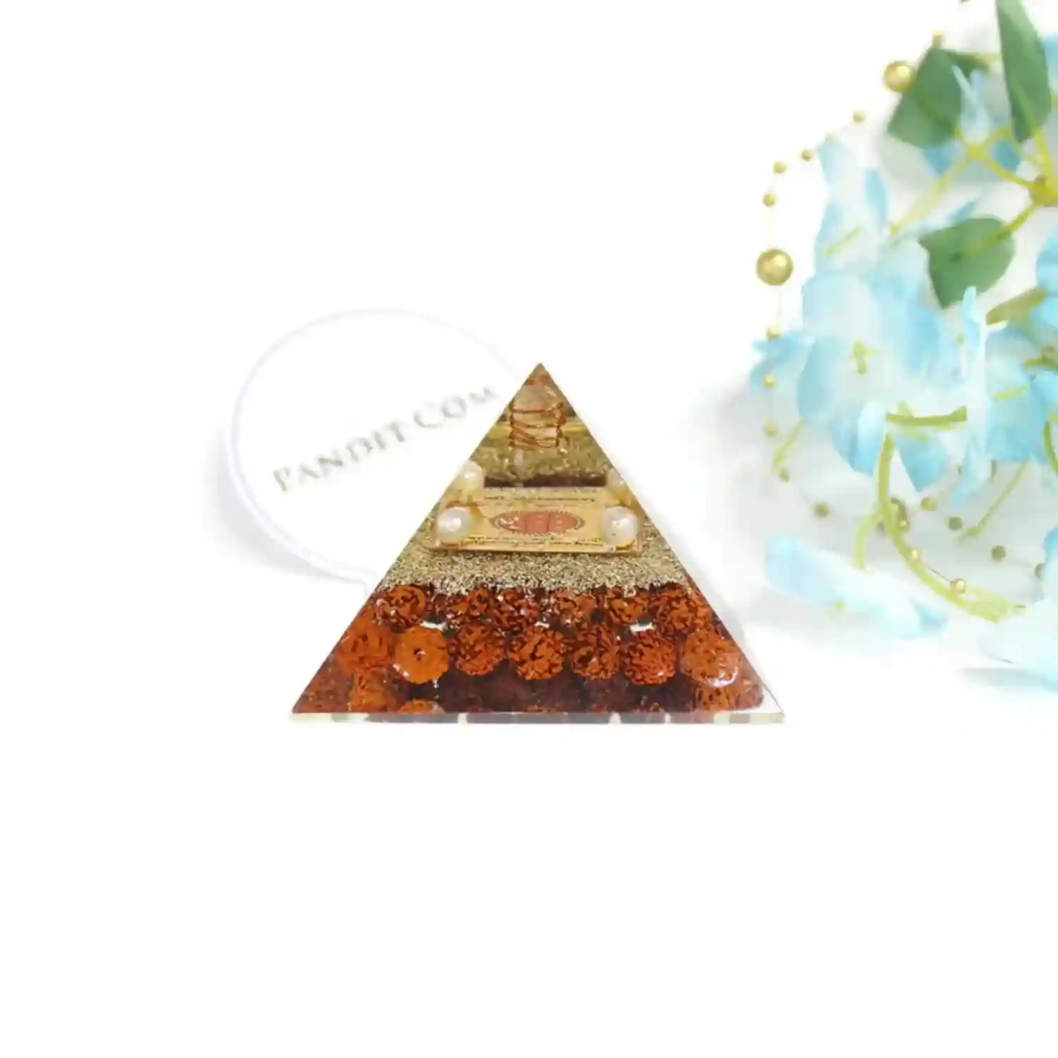Shri Surya Pyramid Yantra with 5 Mukhi Rudraksha Beads