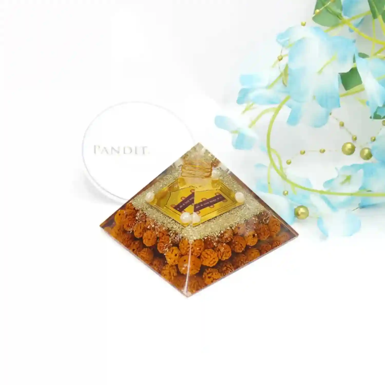 Shri Vashikaran Pyramid Yantra with 5 Mukhi Rudraksha Beads