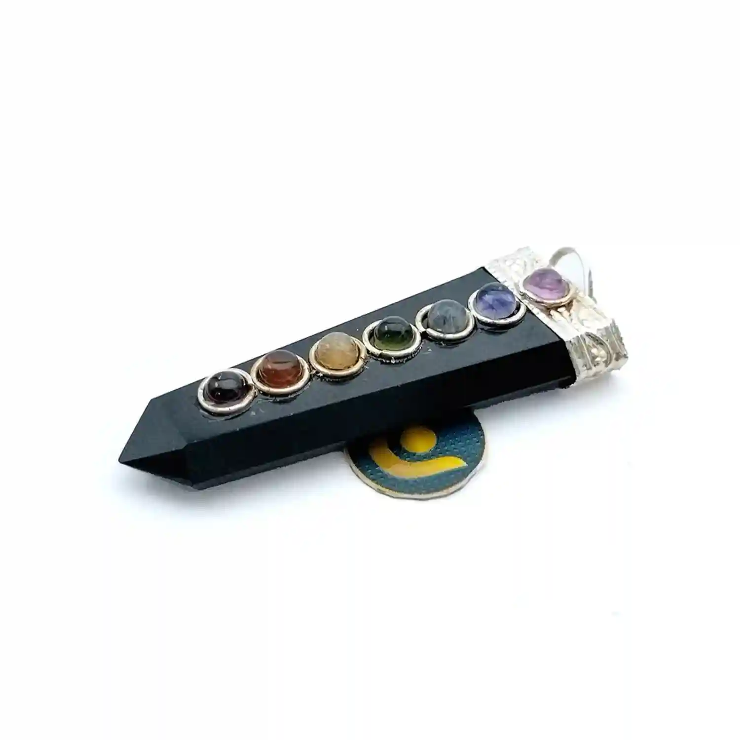Black Banded Agate 7 Chakra Pencil Pendant