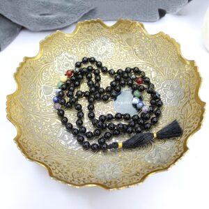 Black Banded Agate Onyx 7 Chakra Mala - For an Amusing Life