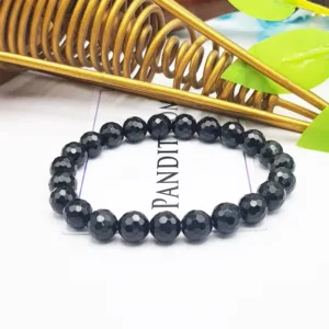 Black Banded Agate Onyx Diamond Cut Bracelet - To Sharpen Brain