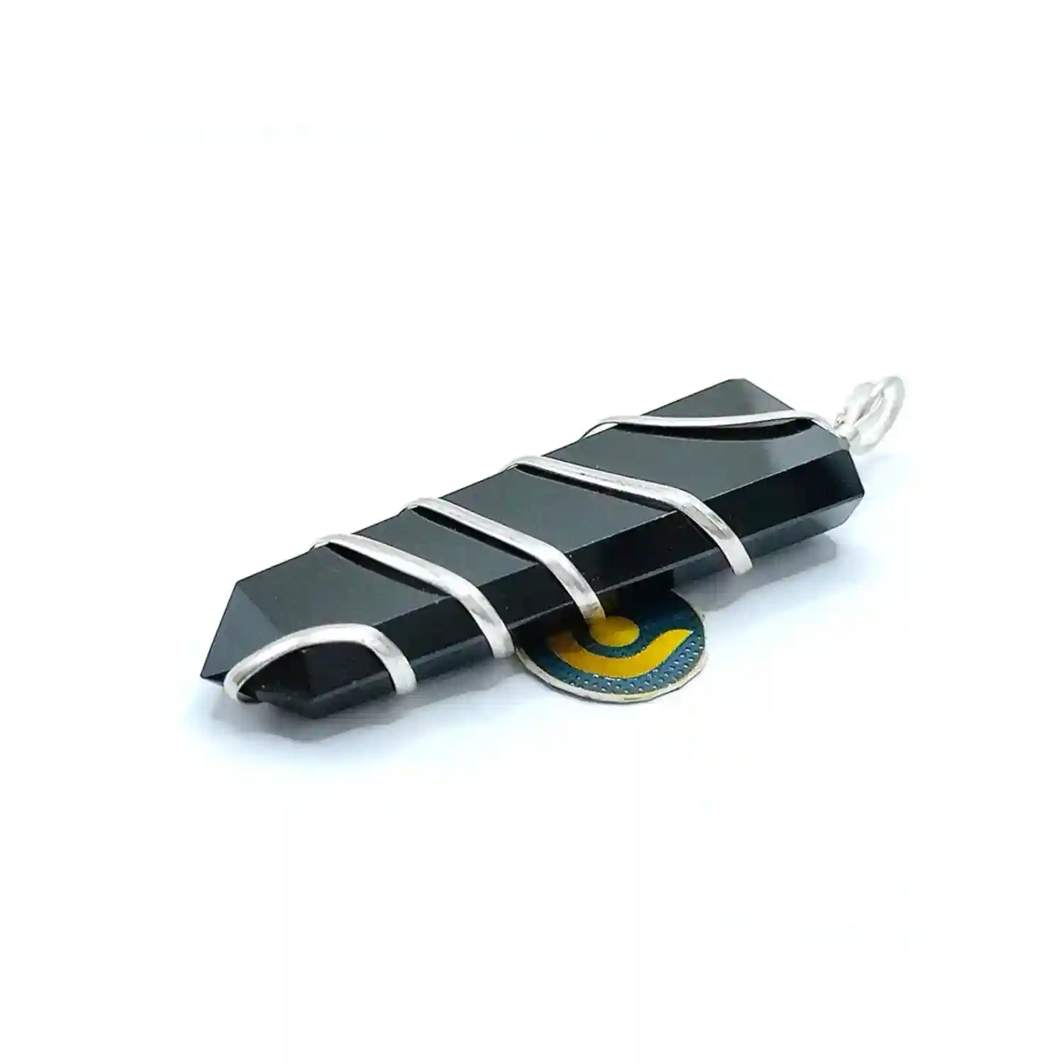 Black Banded Agate Spiral Pencil Pendant