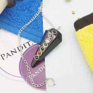 Black Obsidian 7 Chakra Dowsing Pendulum - For Evil Protection