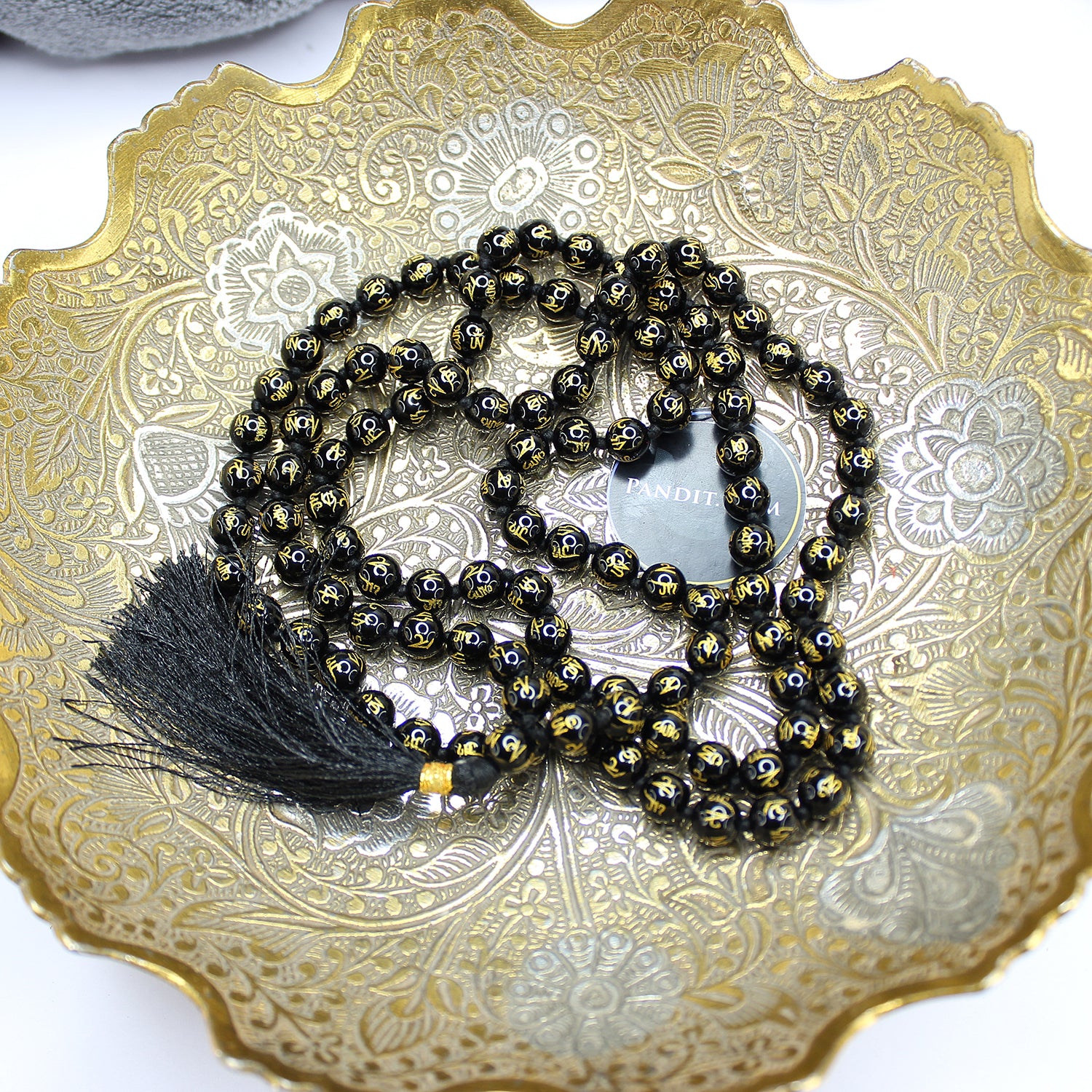 Black Onyx Om Mani Padme Hum Mala - For Abundance & Purify Soul