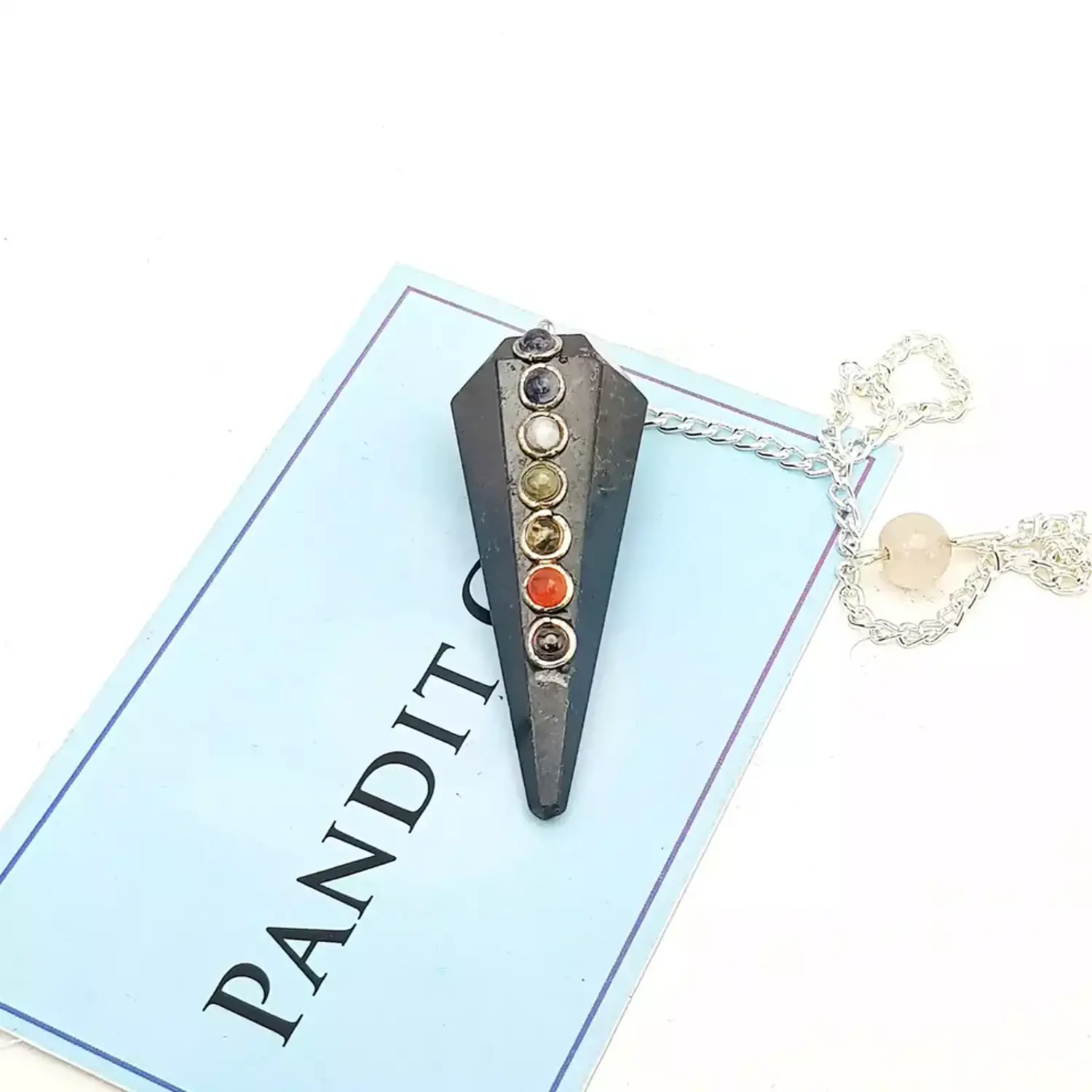 Black Tourmaline 7 Chakra Dowsing Pendulum