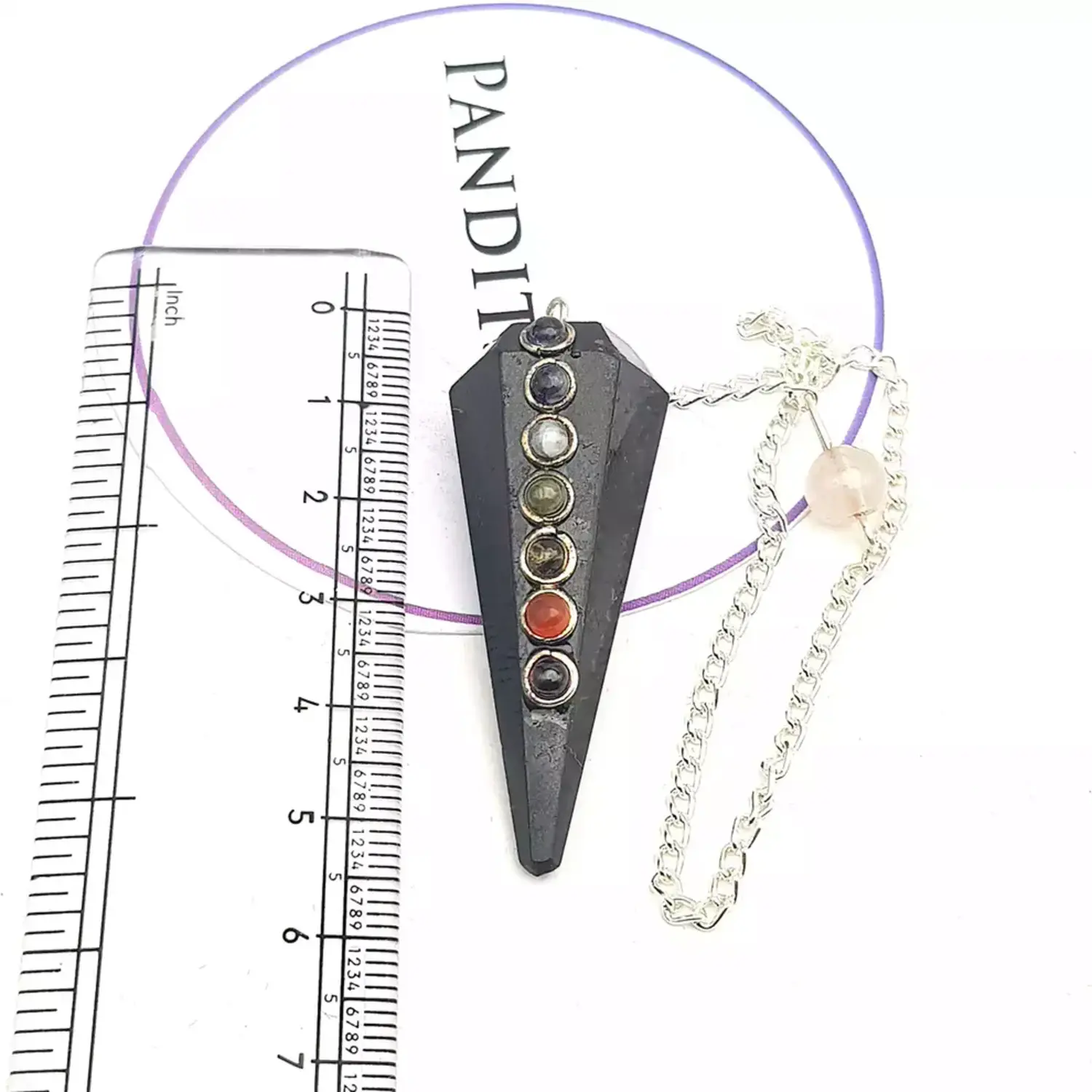 Black Tourmaline 7 Chakra Dowsing Pendulum