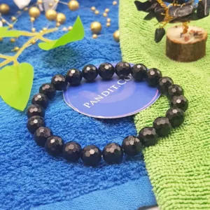 Black Tourmaline Diamond Cut Bracelet - To Prevent Negativity