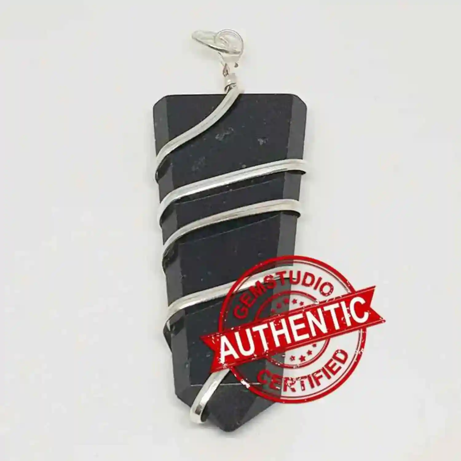 Black Tourmaline Spiral Pencil Pendant
