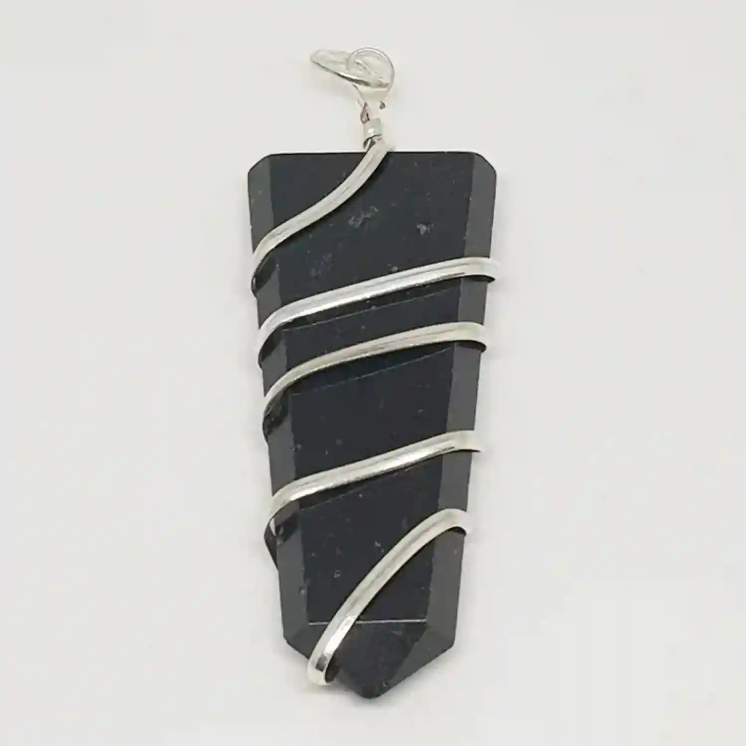 Black Tourmaline Spiral Pencil Pendant
