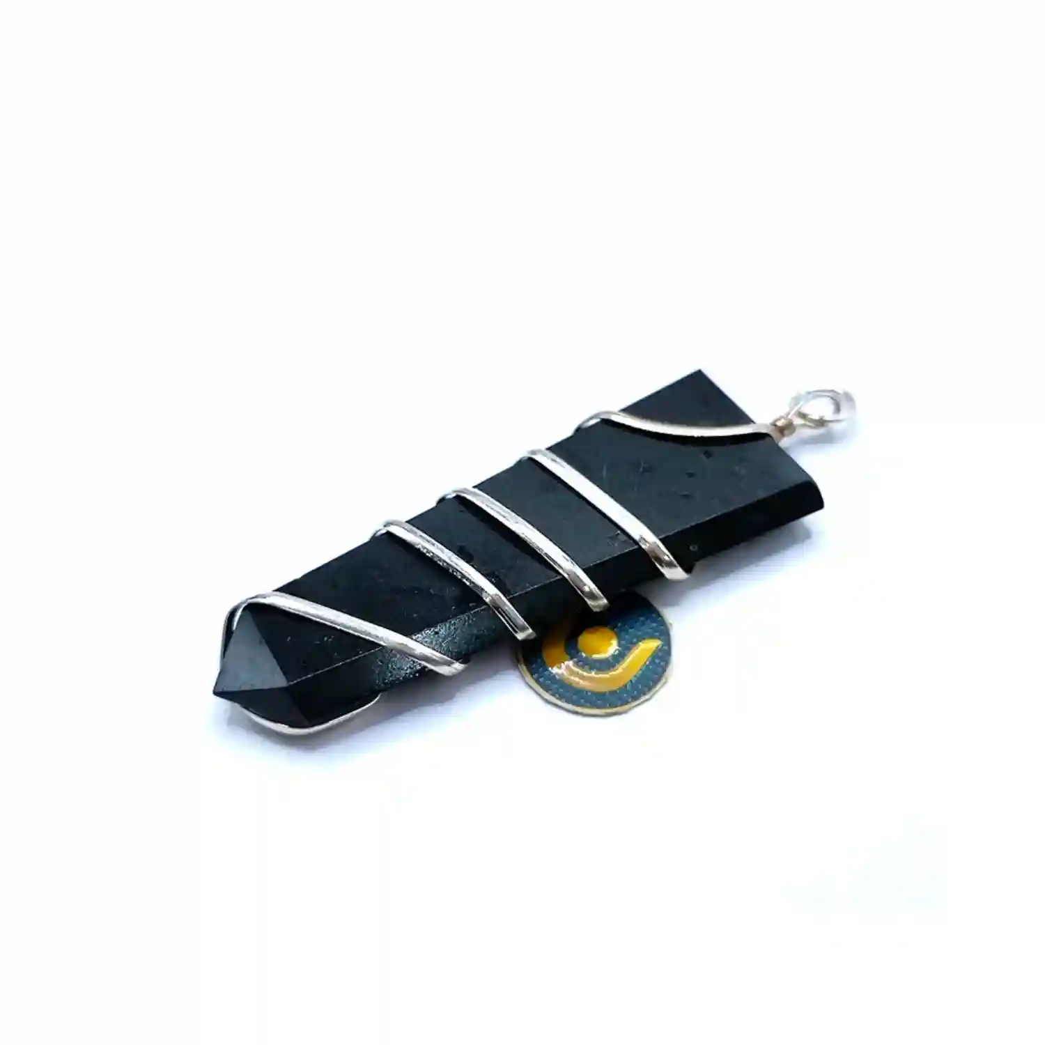 Black Tourmaline Spiral Pencil Pendant