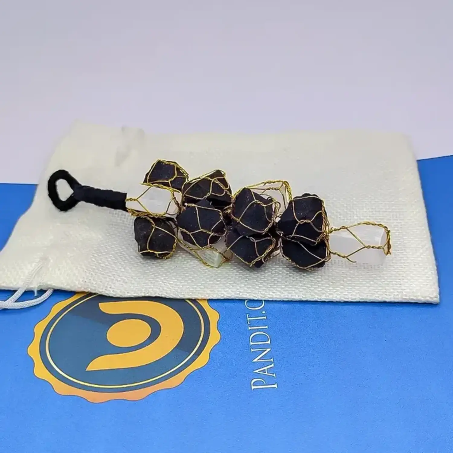 Black Tourmaline with Selenite Car Hanging Raw Stones