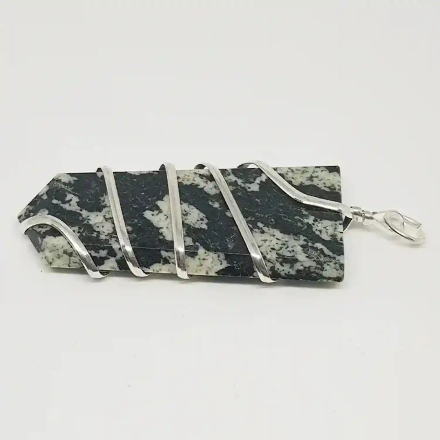Black White Tourmaline Spiral Pencil Pendant