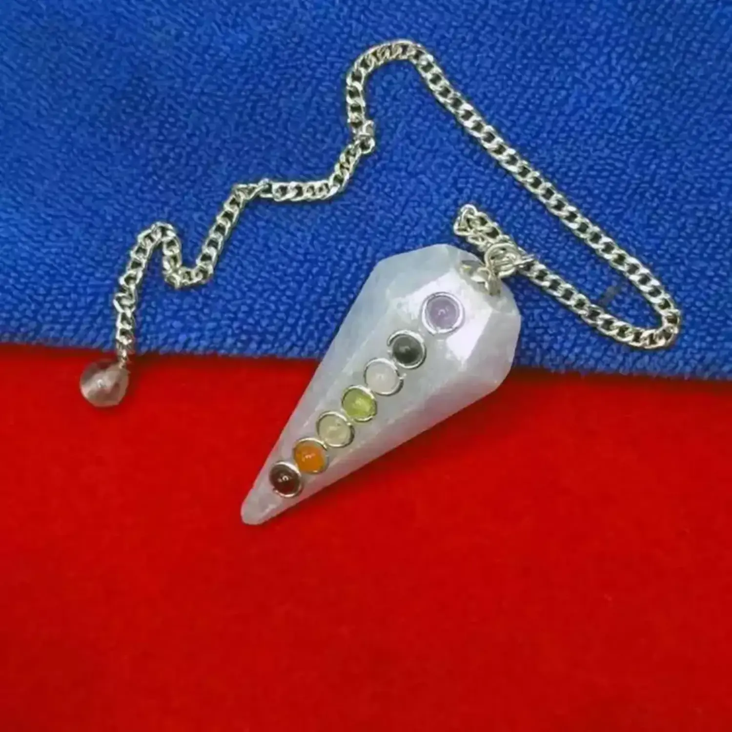 Blue Calcite 7 Chakra Dowsing Pendulum