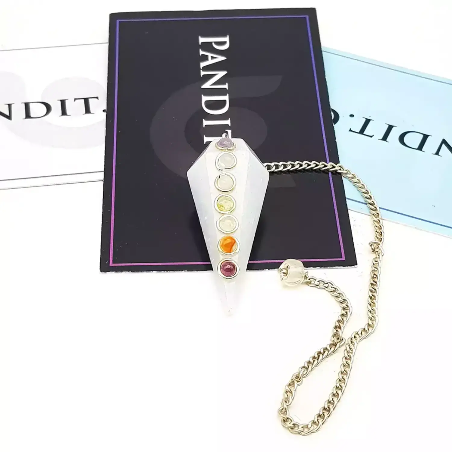 Blue Calcite 7 Chakra Dowsing Pendulum
