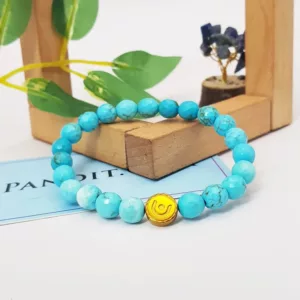Blue Magnesite Turquoise Diamond Cut Bracelet - For Multiple Gains