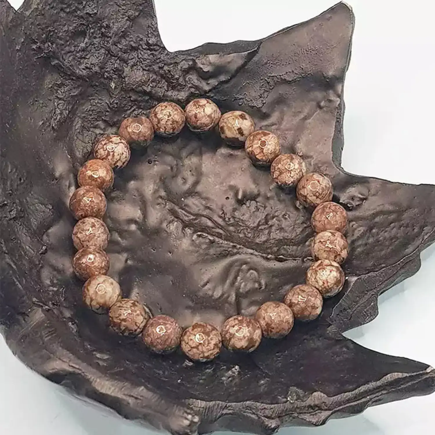 Brown Snowflake Obsidian Diamond Cut Bracelet