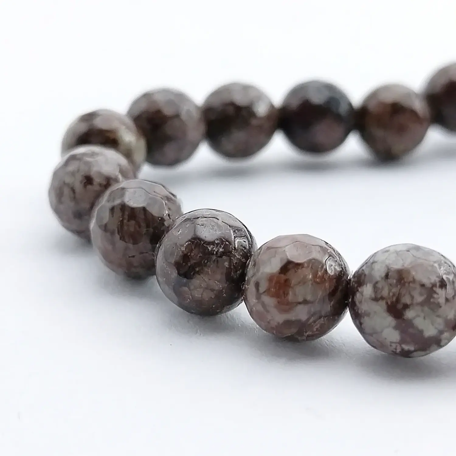 Brown Snowflake Obsidian Diamond Cut Bracelet