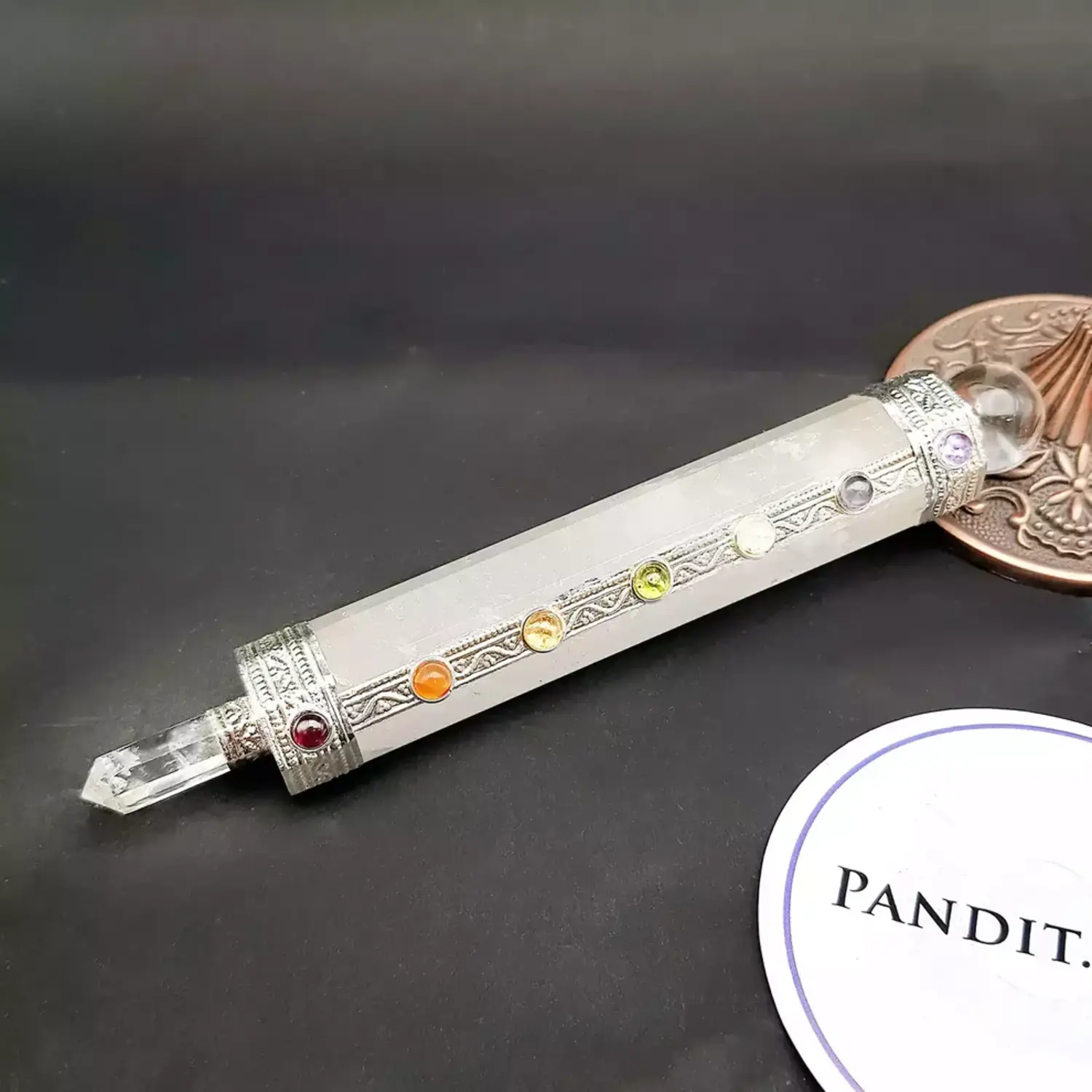 Crystal Quartz 7 Chakra Healing Stone Wand