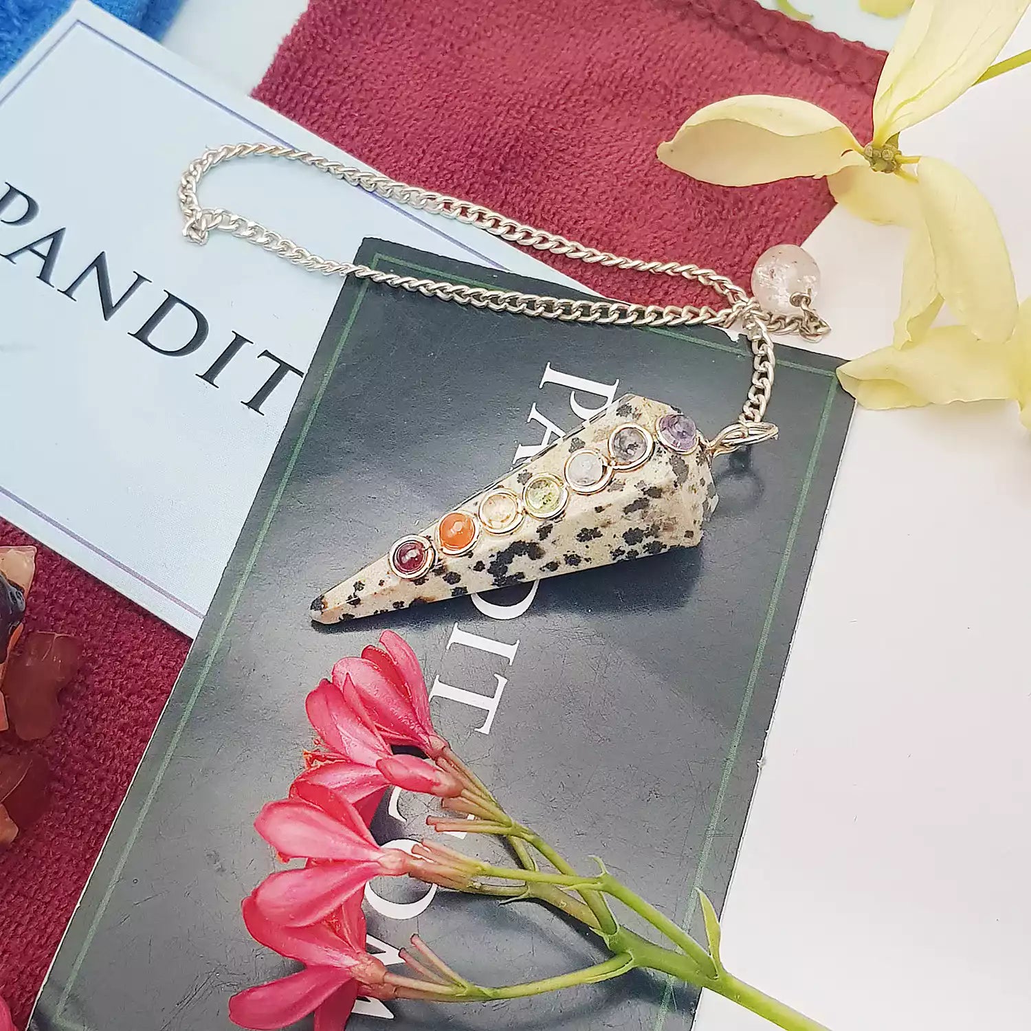 Dalmatian Jasper 7 Chakra Dowsing Pendulum - For Vastu Healing