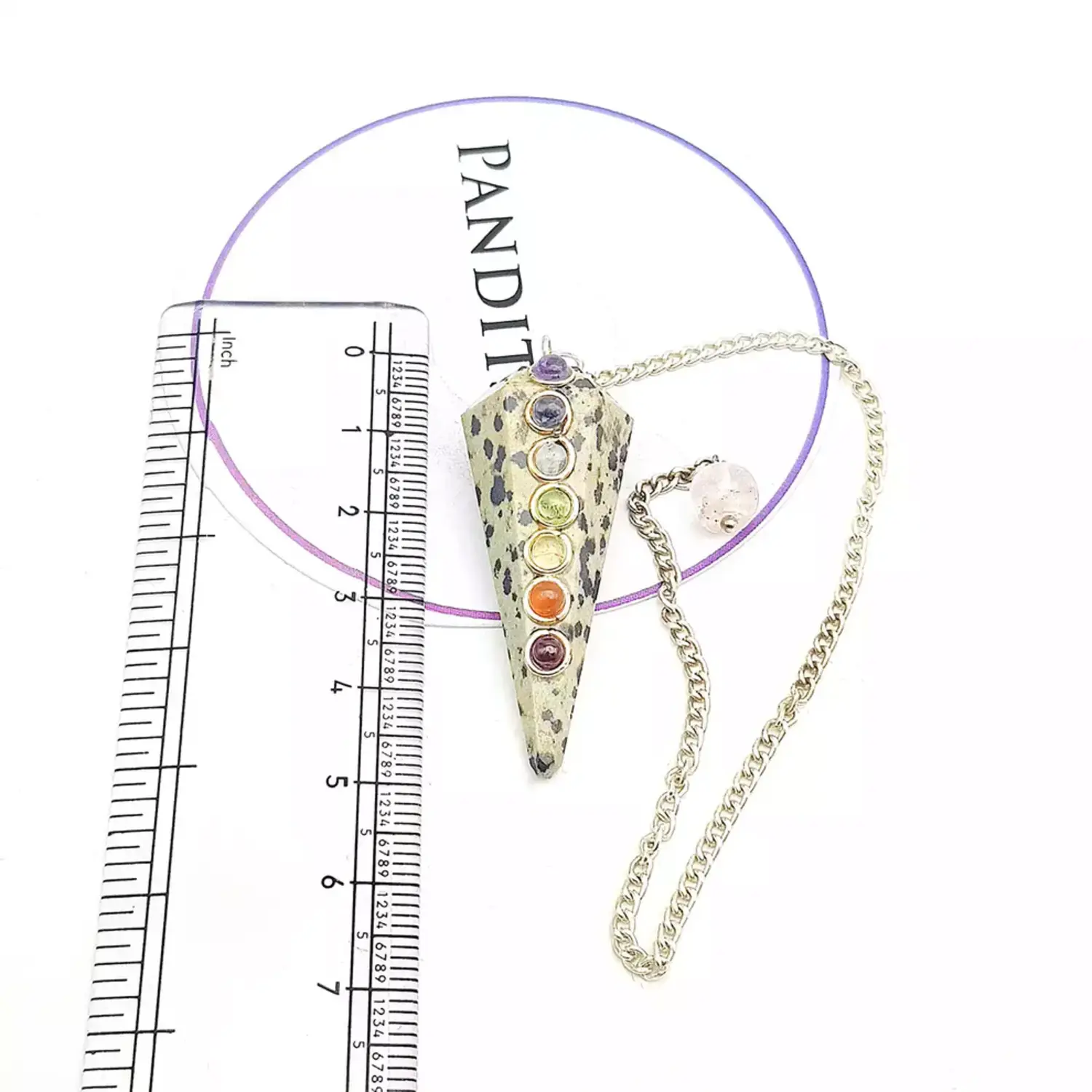 Dalmatian Jasper 7 Chakra Dowsing Pendulum