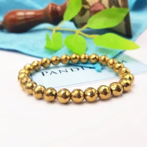 Golden Hematite Diamond Cut Bracelet - For a Luxurious Life