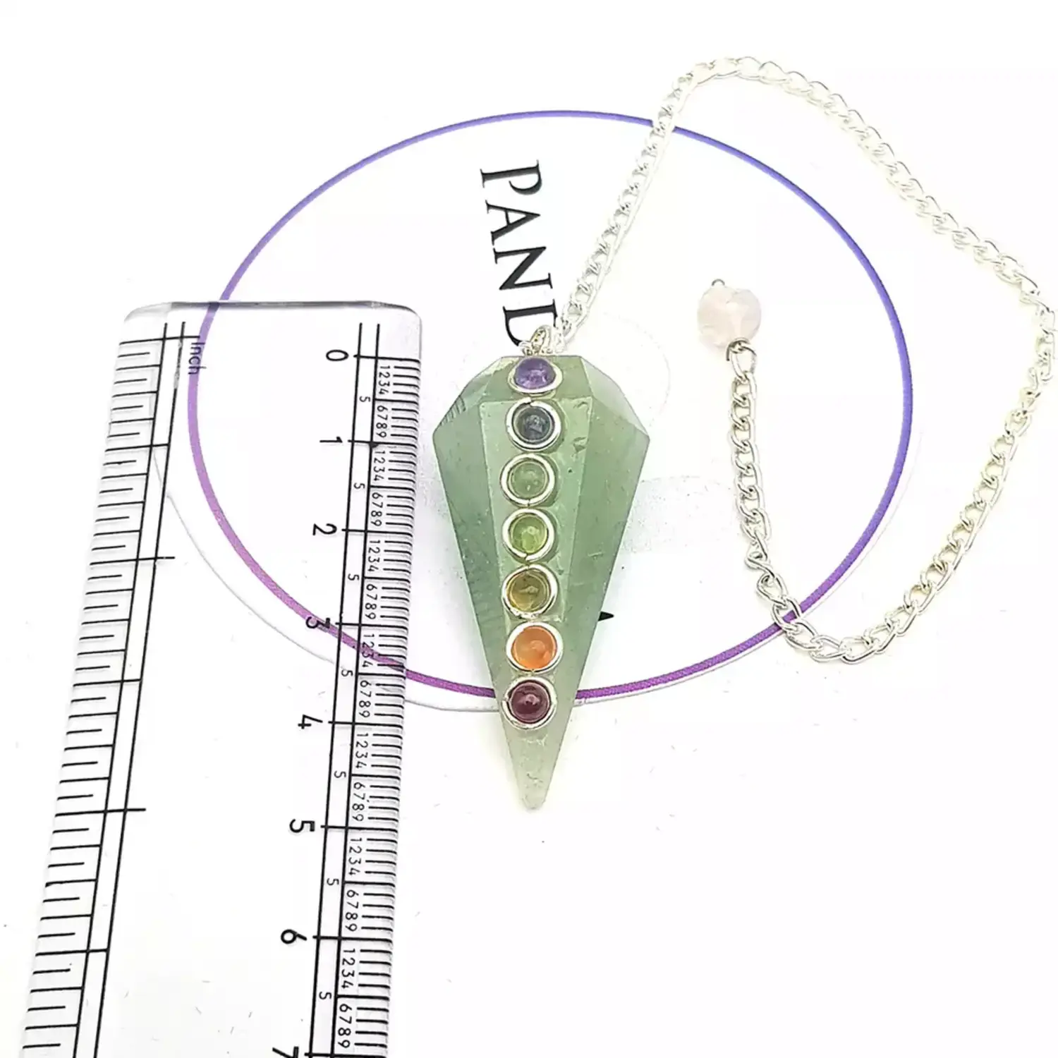 Green Aventurine 7 Chakra Dowsing Pendulum