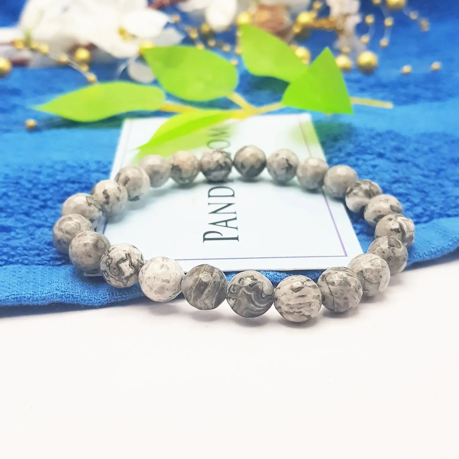 Grey Jasper Diamond Cut Bracelet - To Give Wisdom & Money