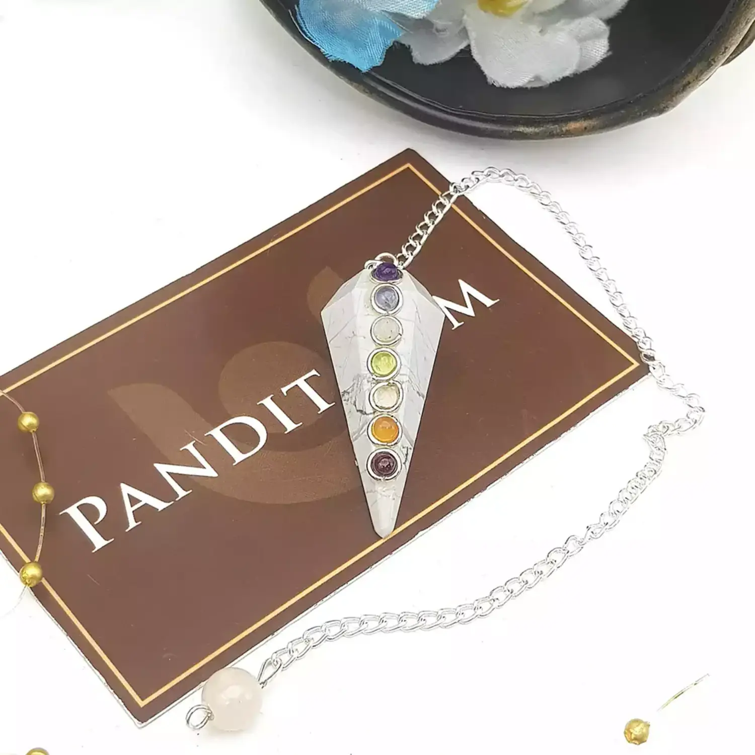 Howlite 7 Chakra Dowsing Pendulum
