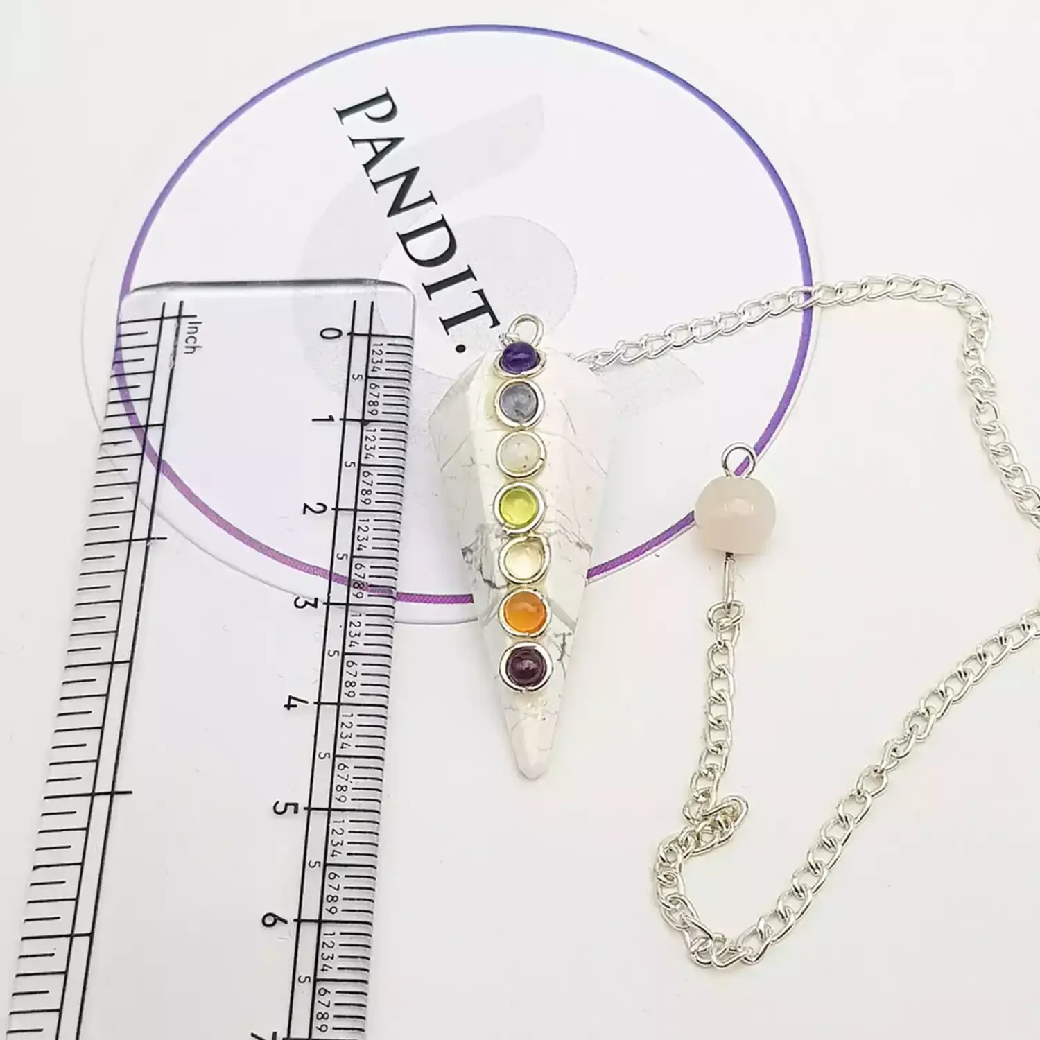 Howlite 7 Chakra Dowsing Pendulum