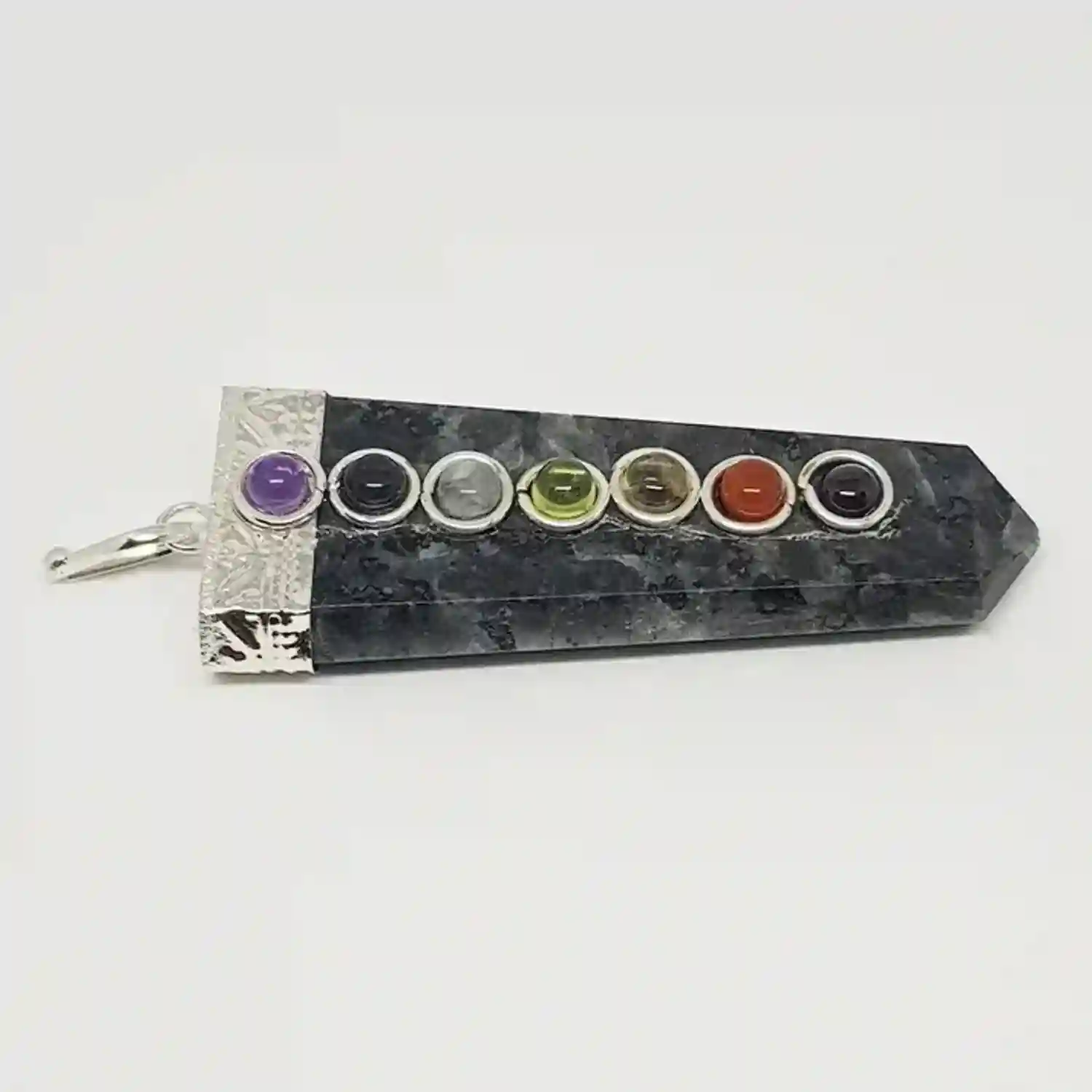 Larvikite 7 Chakra Pencil Pendant