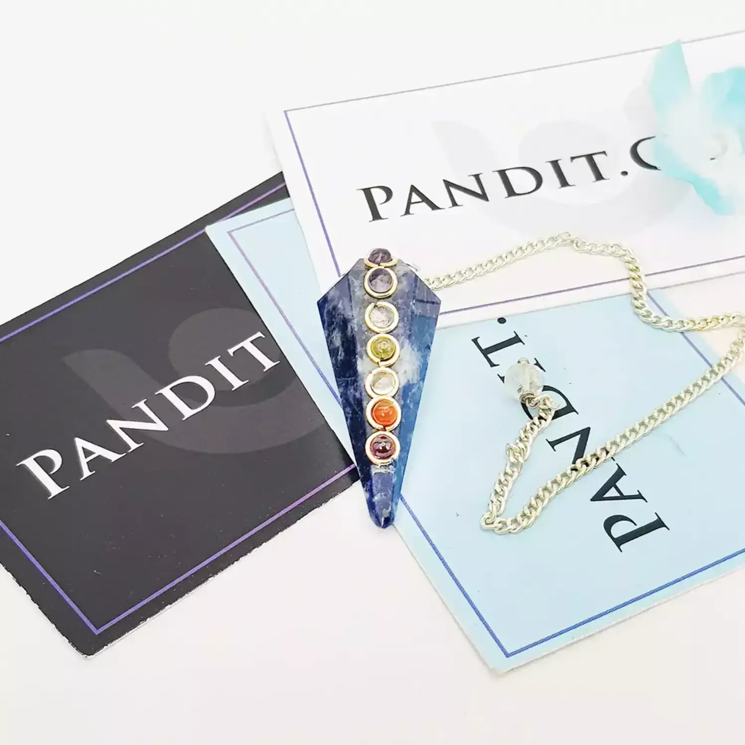 Lepidolite 7 Chakra Dowsing Pendulum