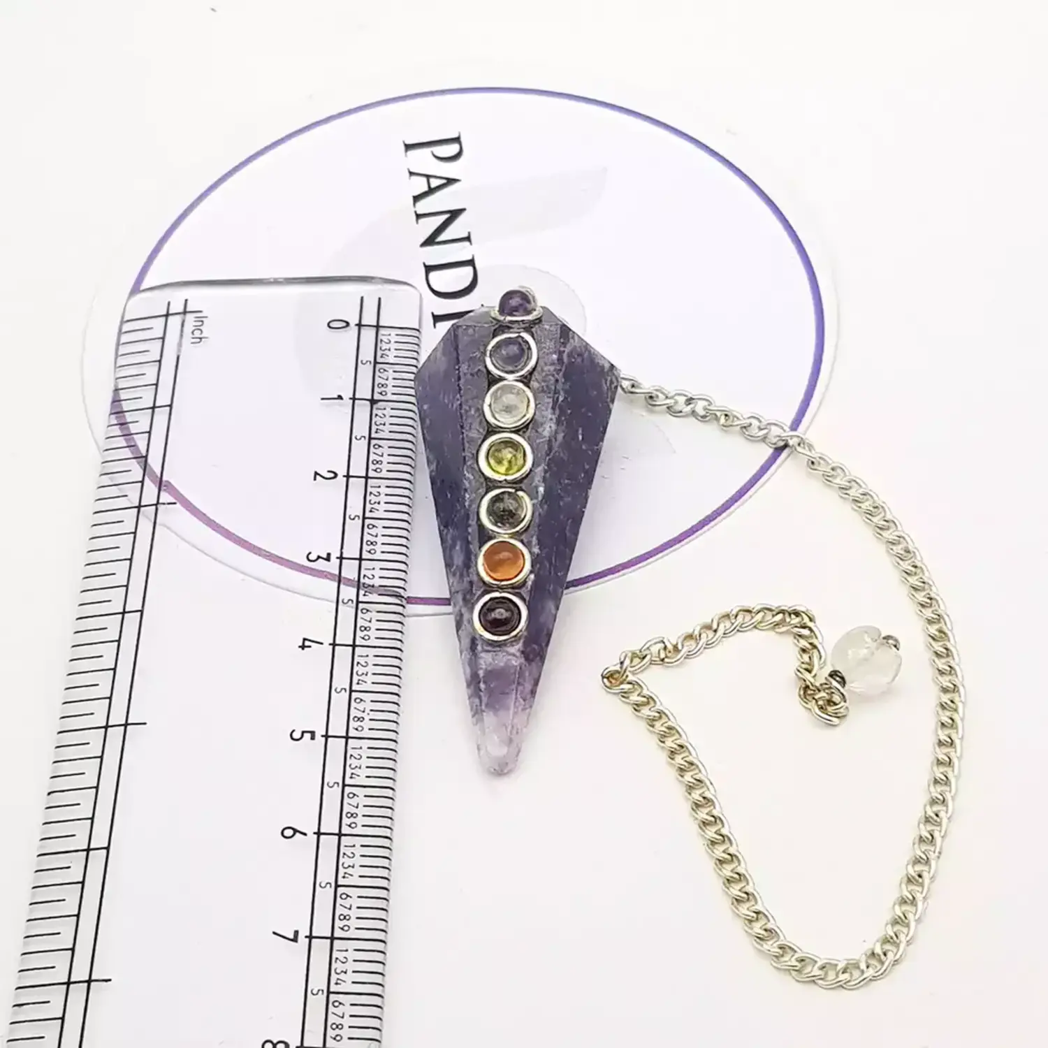 Lepidolite 7 Chakra Dowsing Pendulum