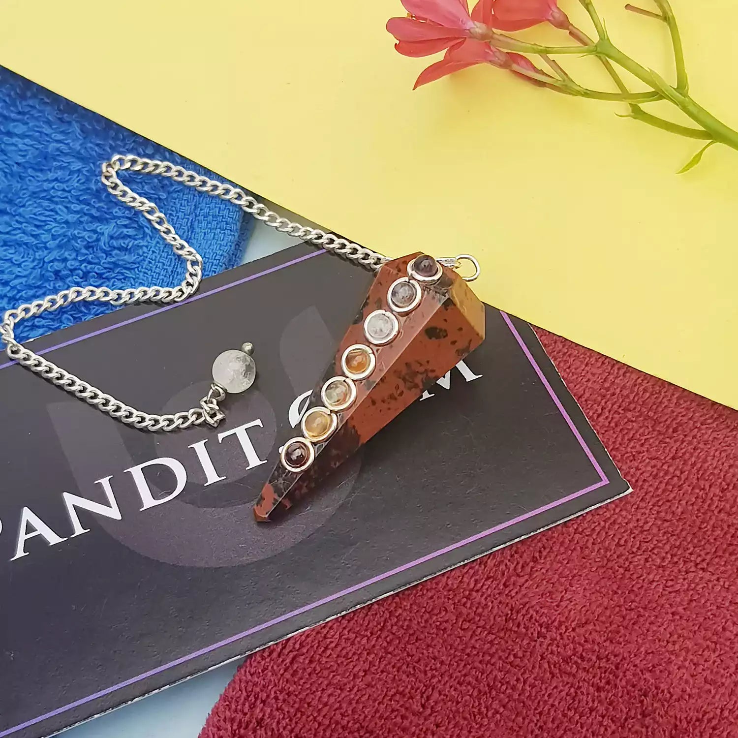 Mahogany Obsidian 7 Chakra Dowsing Pendulum - For Protection