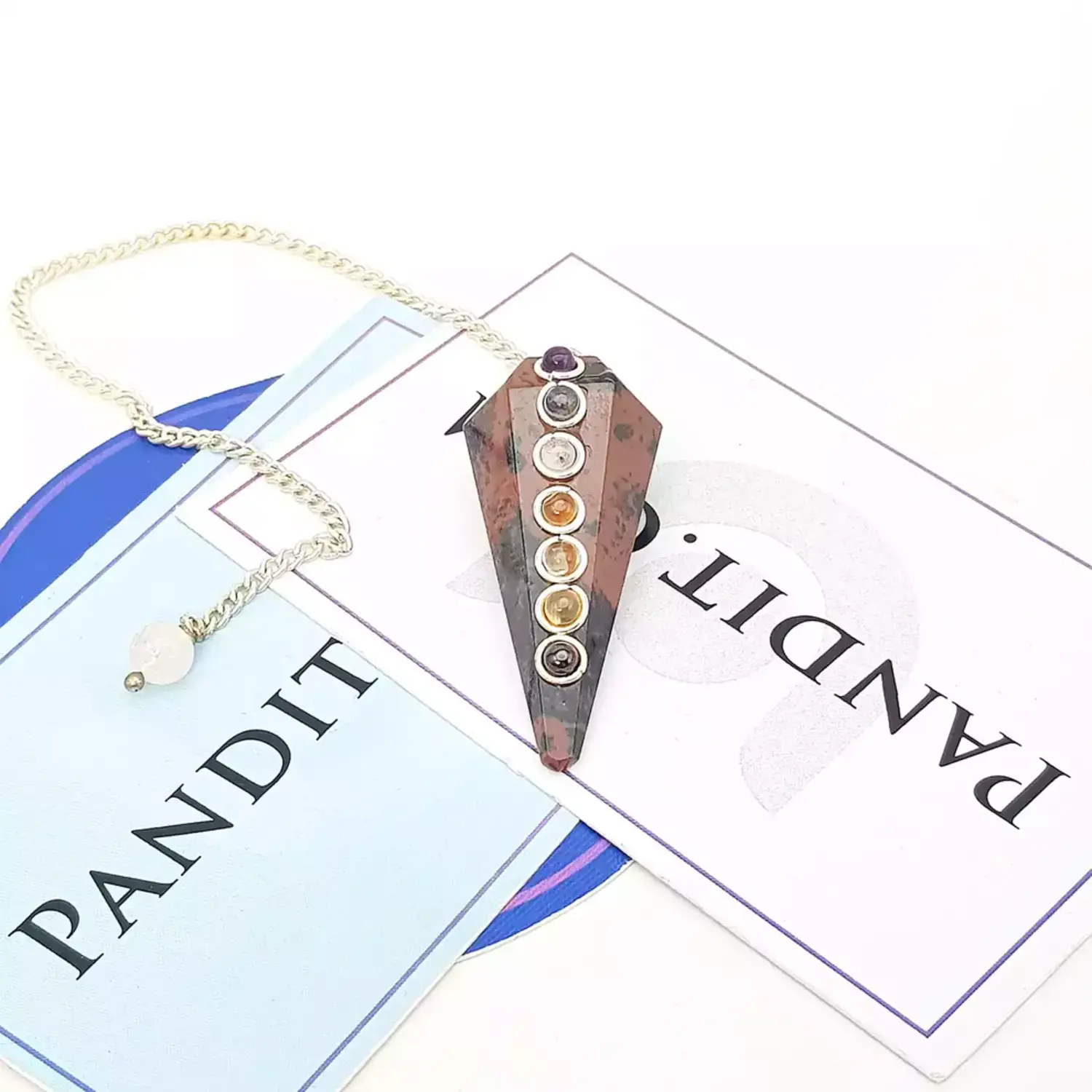 Mahogany Obsidian 7 Chakra Dowsing Pendulum