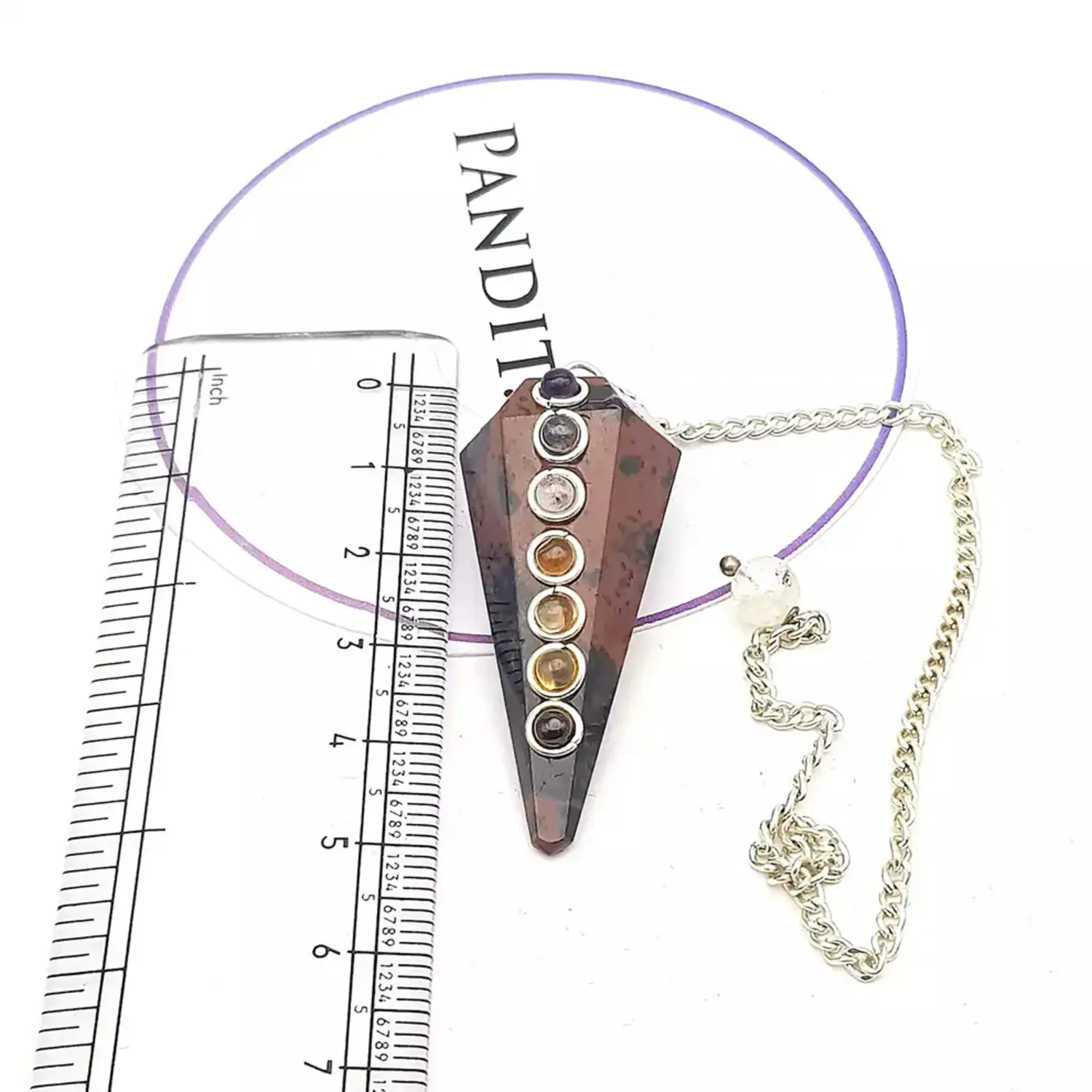 Mahogany Obsidian 7 Chakra Dowsing Pendulum