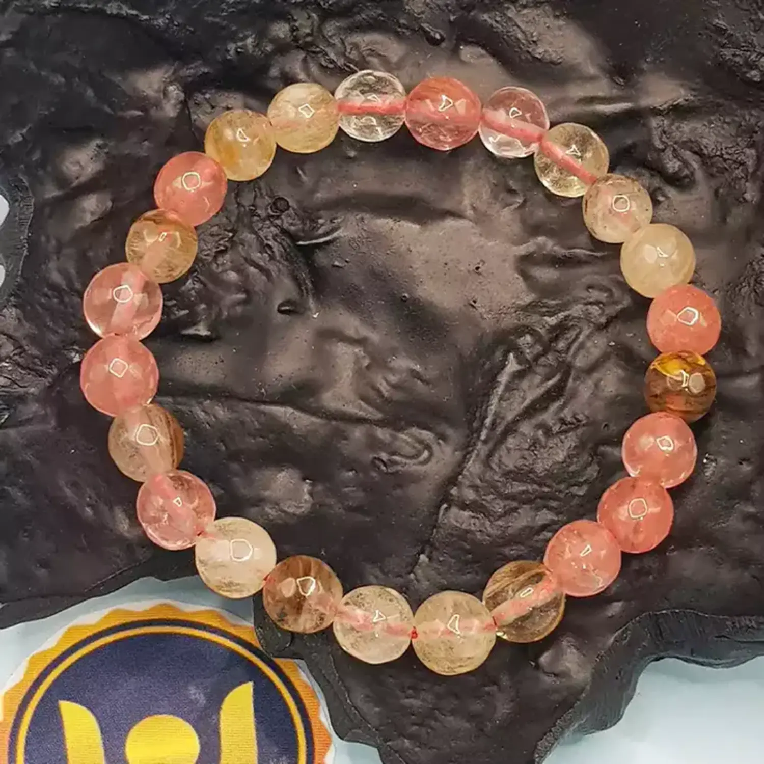 Multi Cherry Quartz Diamond Cut Bracelet