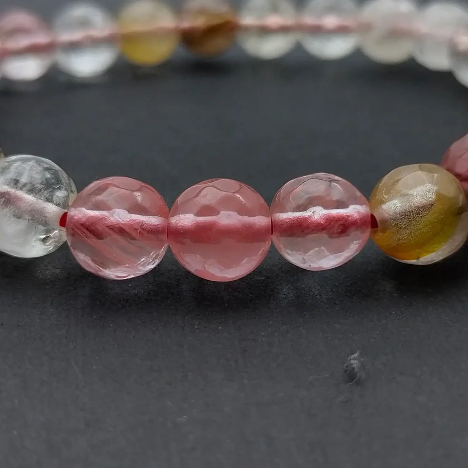 Multi Cherry Quartz Diamond Cut Bracelet