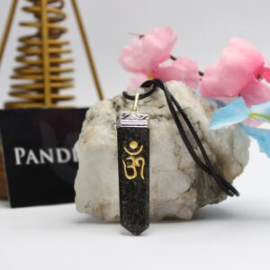 Nuummite Om Pencil Pendant