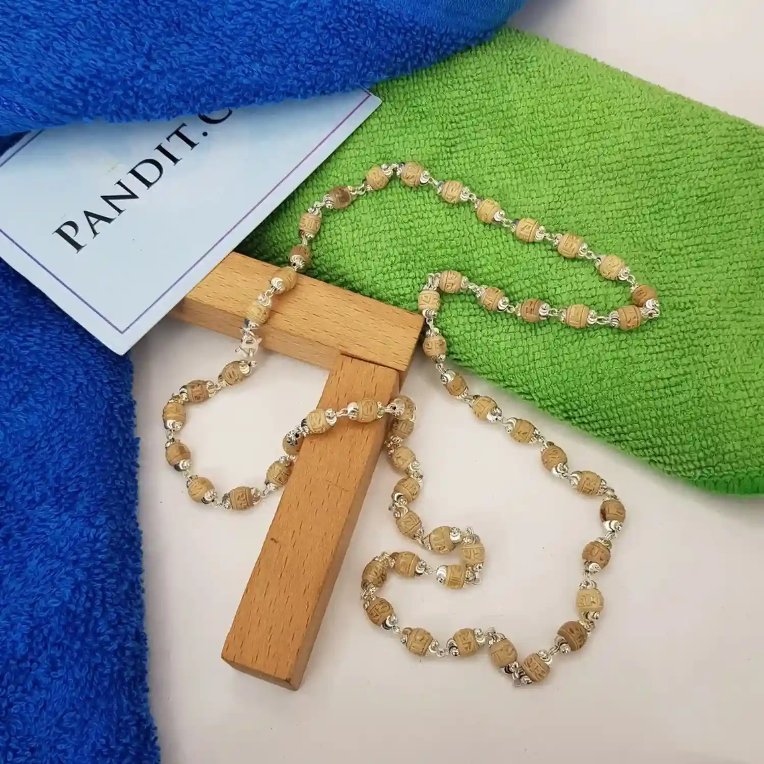 Radha Name Tulsi Mala with Silver Capping