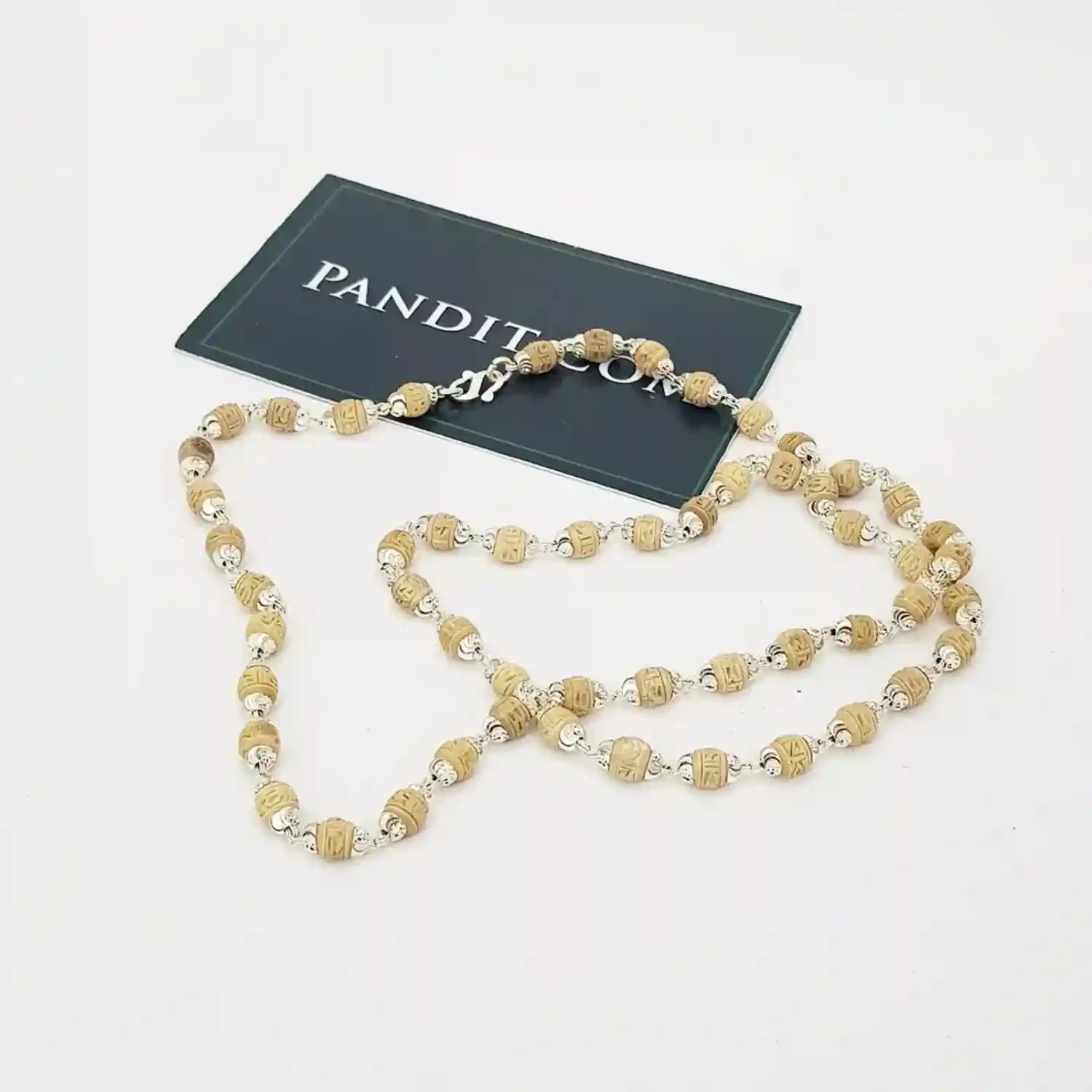 Radha Name Tulsi Mala with Silver Capping