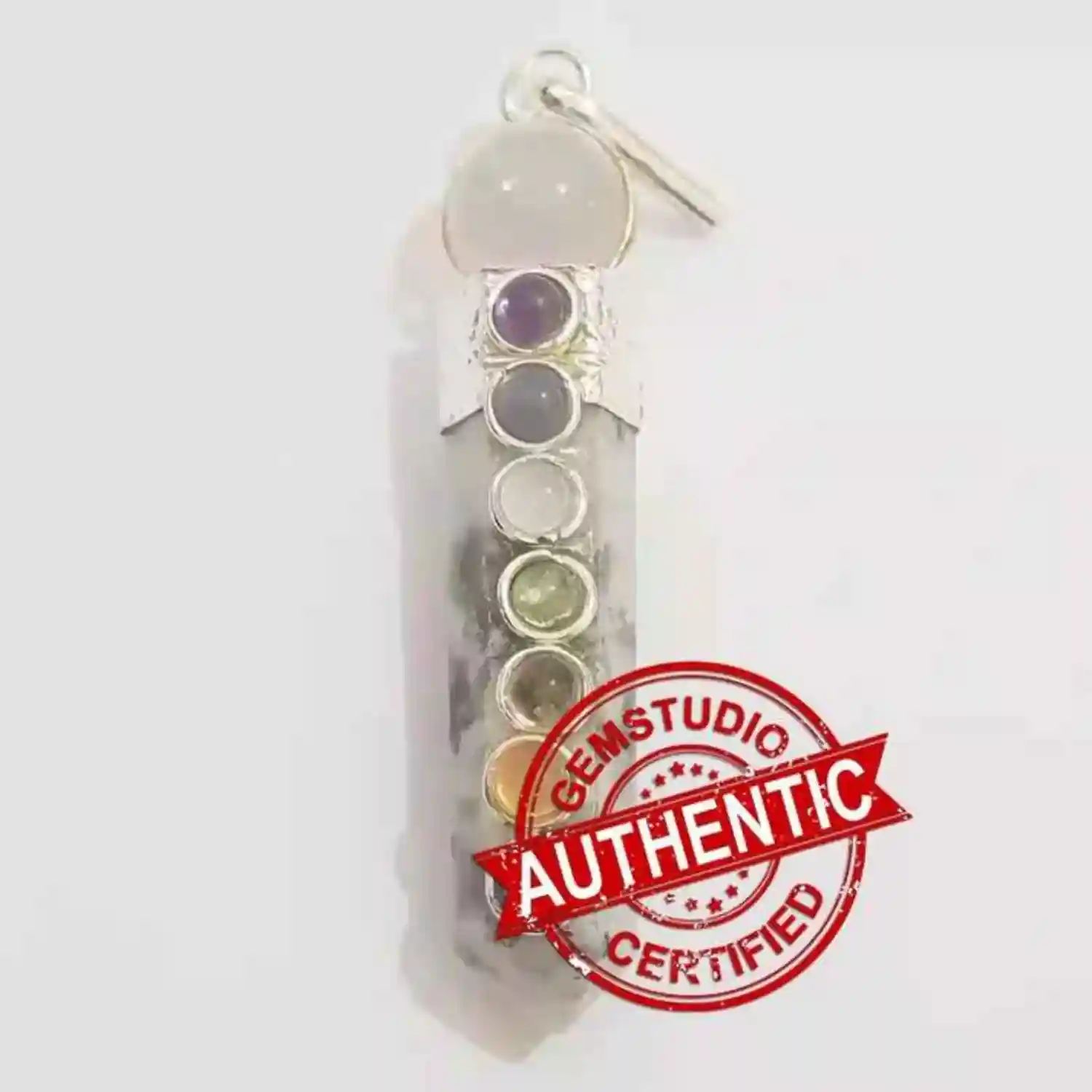 Rainbow Moonstone 7 Chakra Pencil Pendant