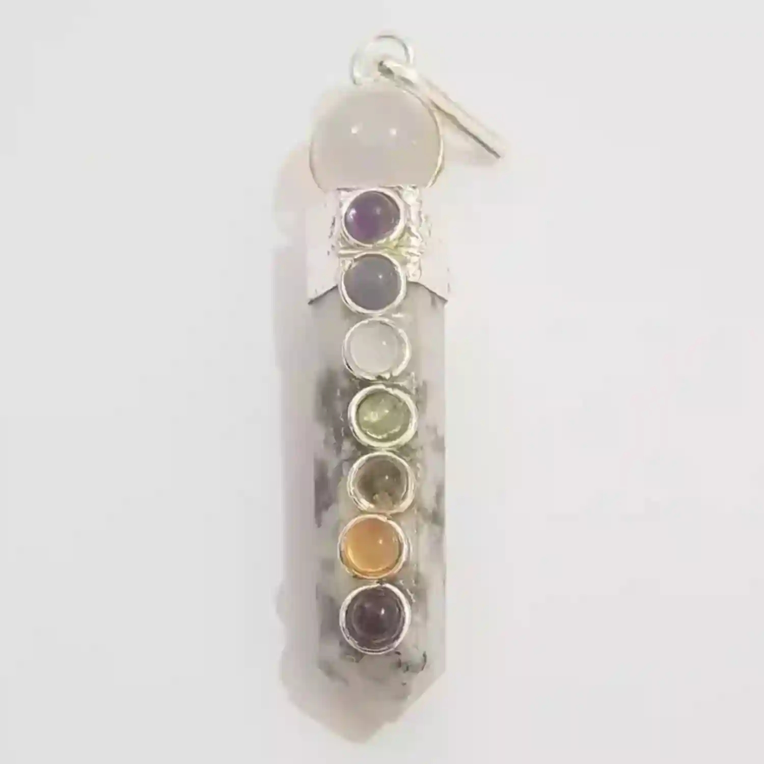 Rainbow Moonstone 7 Chakra Pencil Pendant