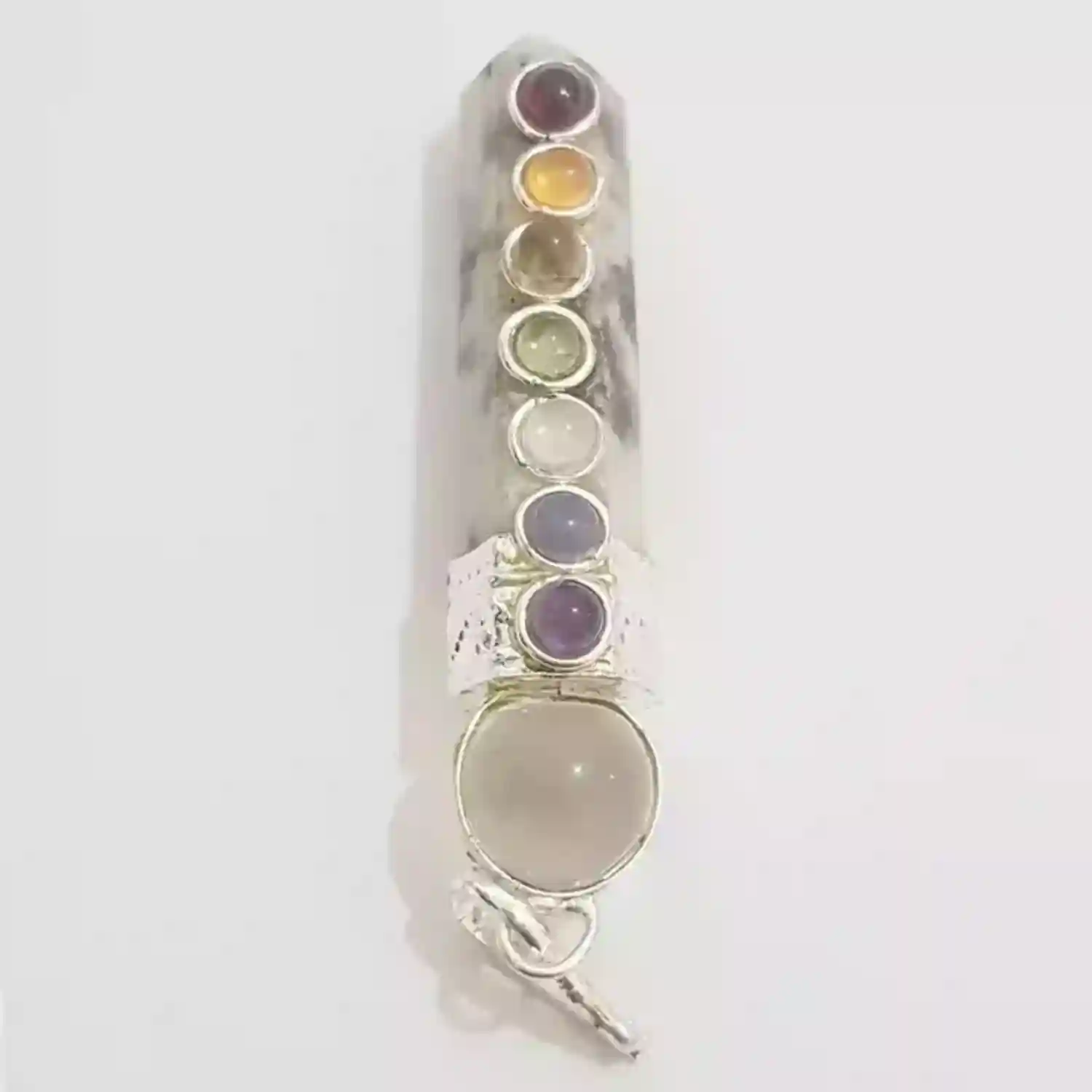 Rainbow Moonstone 7 Chakra Pencil Pendant