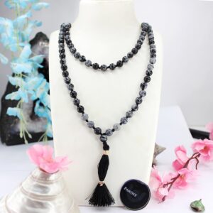 Snowflake Obsidian Mala - To Control Anger & Jealousy