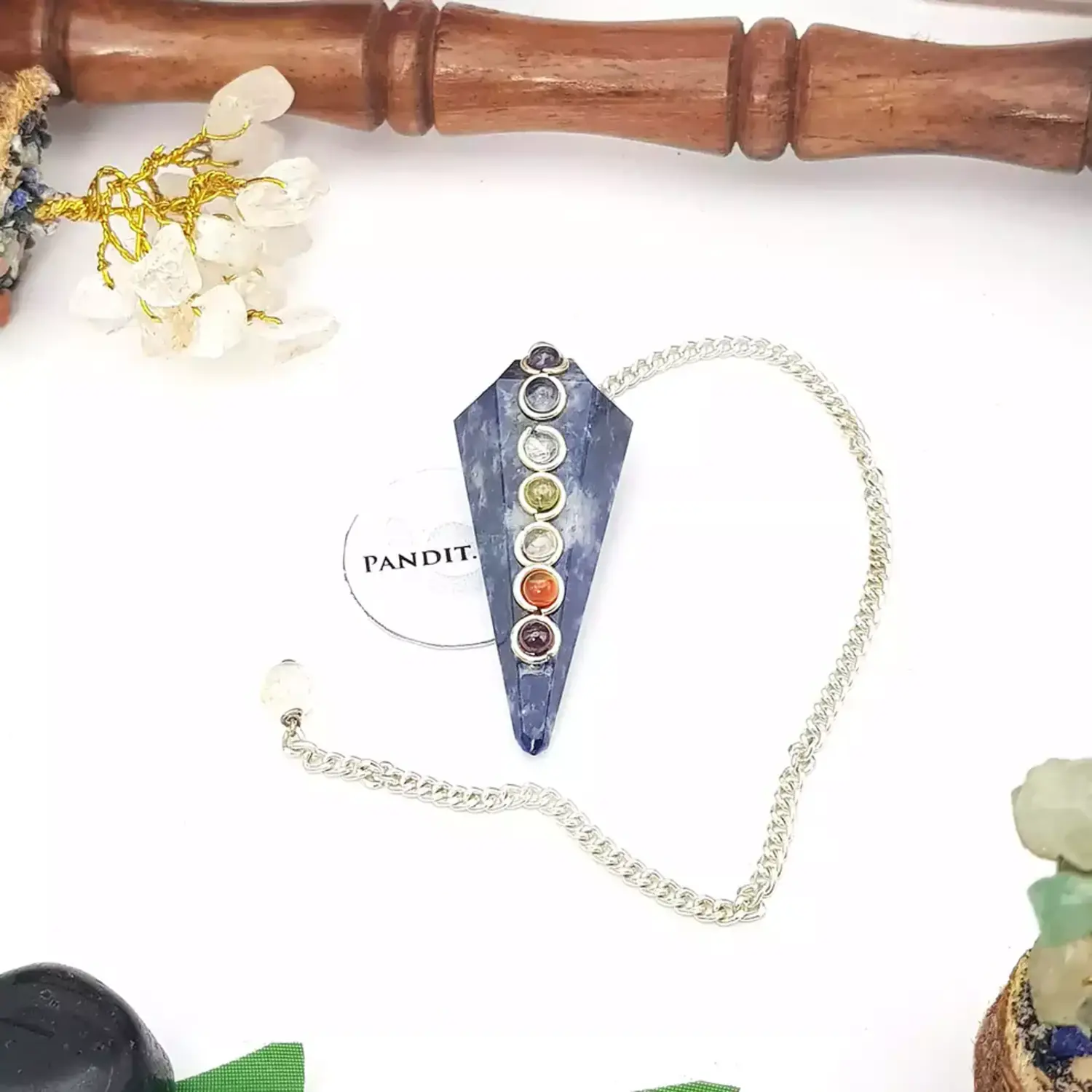 Sodalite 7 Chakra Dowsing Pendulum