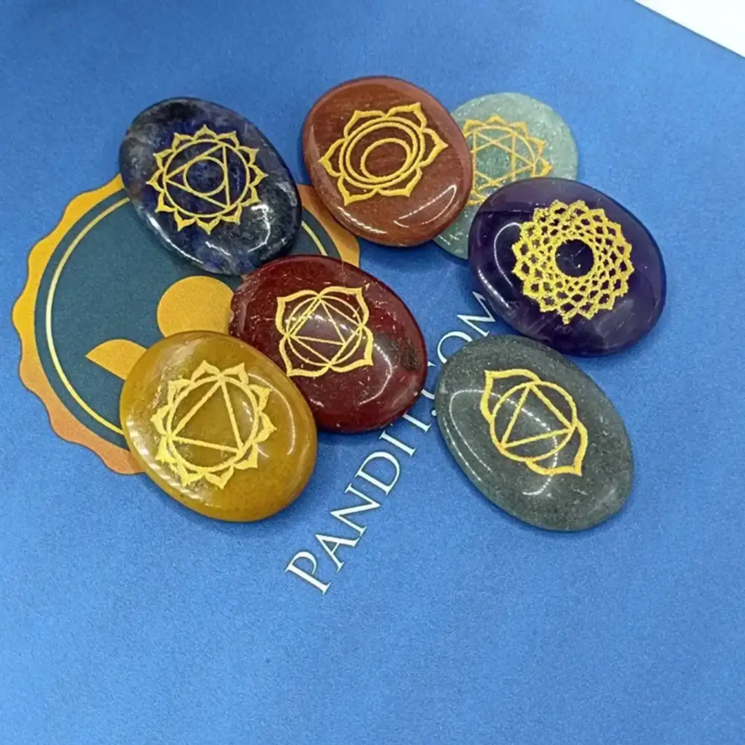 7 Chakra Reiki Symbol Healing Stones Set